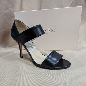 Jimmy Choo Tallow Black Heel Pumps open toe sandals Alana